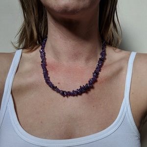 Amethyst quartz chip bead necklace